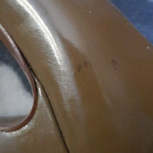 J.Crew Taupe Almond Toe Square Gem Embellishment 3 Inch Patent Leather Pumps 6.5 - Picture 12 of 16